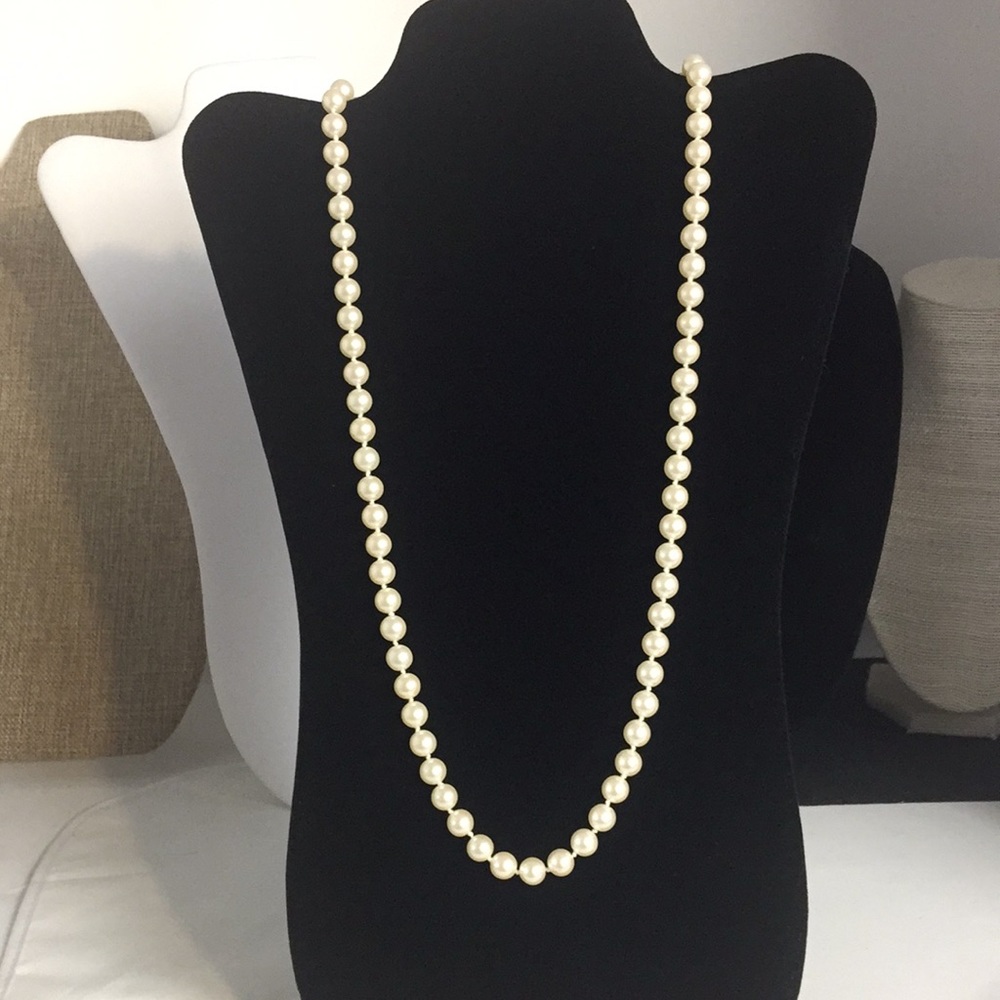 Monet pearl necklace long strand of glass pearls